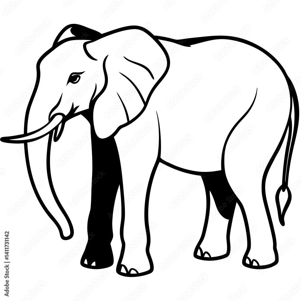 Fototapeta premium AI Generated African Forest Elephant Vector Silhouette Isolate White Background