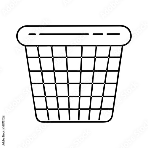 A Simple Line Drawing of an Empty Laundry Basket for Clothes or Items