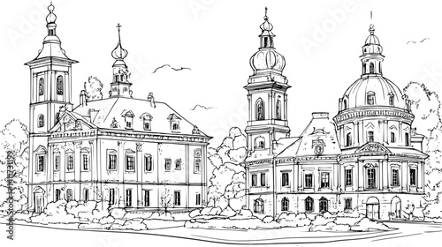 Two Baroque style City halls designs, Baroque style City halls vector image