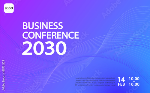 Banner to the online conference background. Web media event. Dynamic Background. Futuristic Poster for Corporate Meeting, Online Courses, Webinar, Seminar. Conference, Business Event Announcement.
