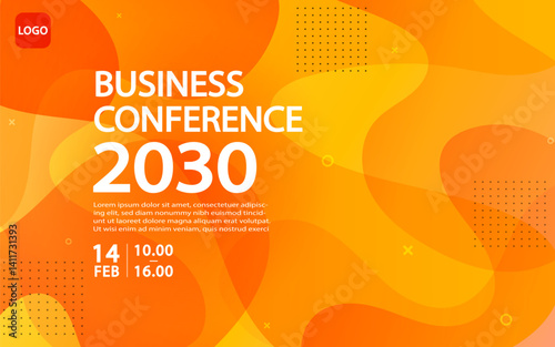 Banner to the online conference background. Web media event. Dynamic Background. Futuristic Poster for Corporate Meeting, Online Courses, Webinar, Seminar. Conference, Business Event Announcement.
