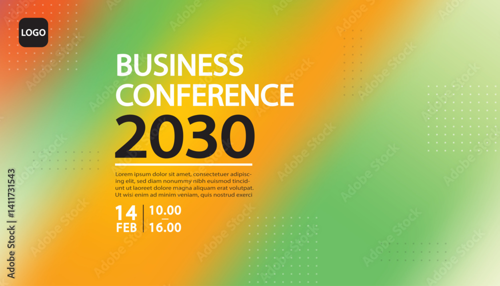 Fototapeta premium Banner to the online conference background. Web media event. Dynamic Background. Futuristic Poster for Corporate Meeting, Online Courses, Webinar, Seminar. Conference, Business Event Announcement. 