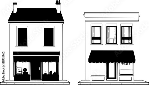 Two Contemporary style Retail stores designs, Contemporary style Retail stores vector image