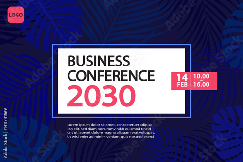 Banner to the online conference background. Web media event. Dynamic Background. Futuristic Poster for Corporate Meeting, Online Courses, Webinar, Seminar. Conference, Business Event Announcement.
