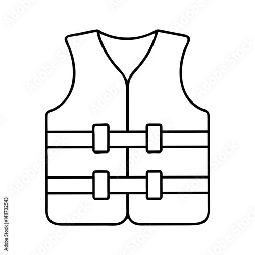 Line Art Illustration of a Life Vest Safety Jacket for Boating and Water Sports