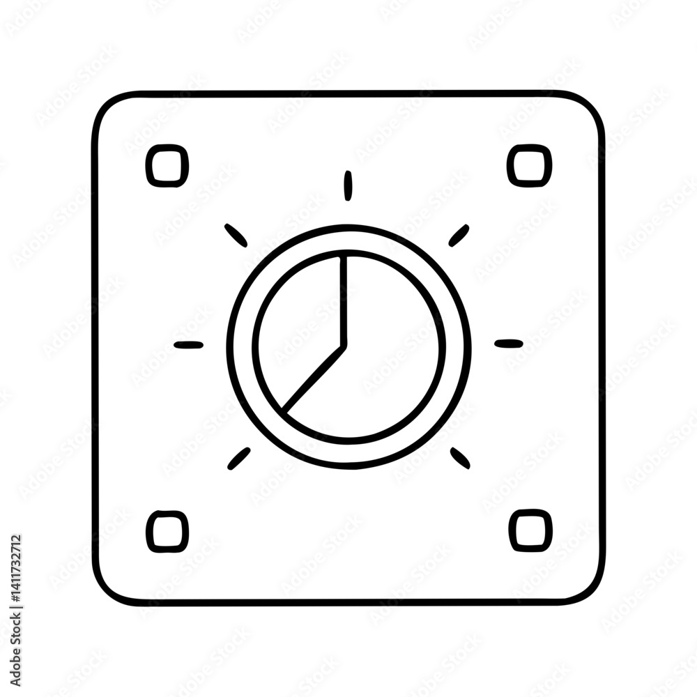 Simple Line Drawing of a Square Device with a Pie Chart Timer Simple Line Drawing of a Square Device with a Pie Chart Timer
