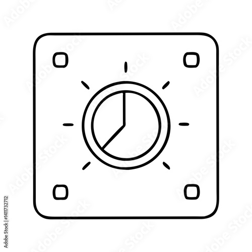 Simple Line Drawing of a Square Device with a Pie Chart Timer