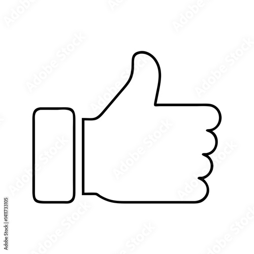 Simple Black Outline Thumbs Up Gesture Icon Hand Positive Feedback Approval Like Symbol