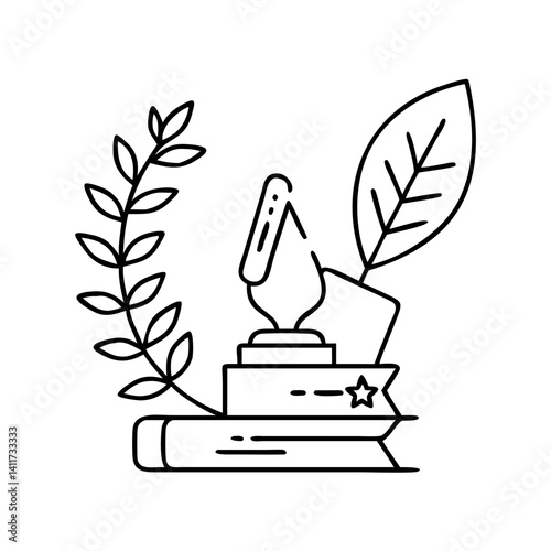 Award Winning Literary Achievement Celebrated with Laurel Wreath Book and Quill Pen Trophy