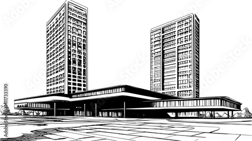 Two Modern style Convention centers designs, Modern style Convention centers vector image