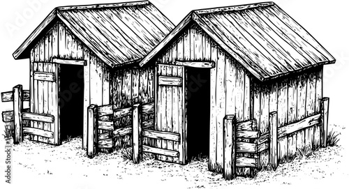 Two Ranch style Stables designs, Ranch style Stables vector image