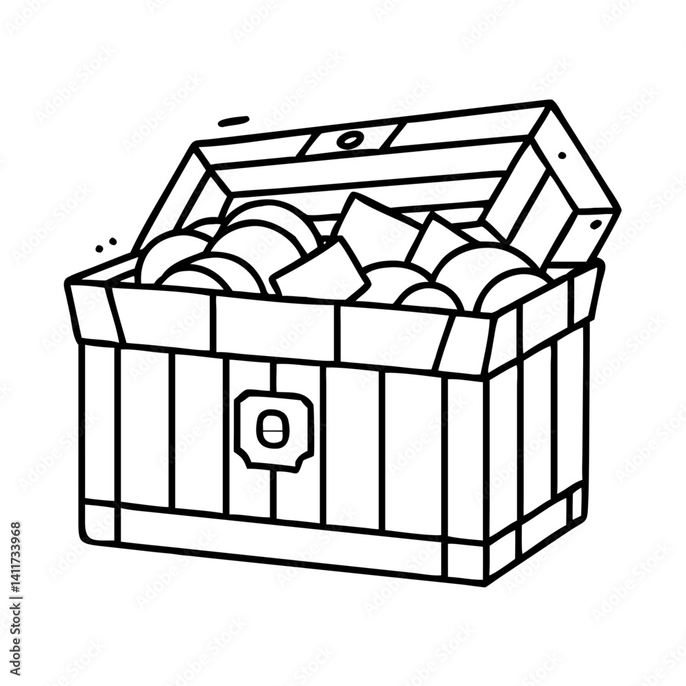 A treasure chest overflowing with gold coins and jewels a cartoon illustration A treasure chest overflowing with gold coins and jewels a cartoon illustration