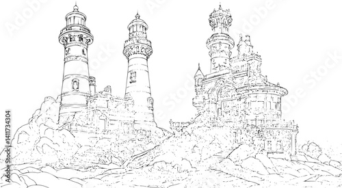 Two Victorian style Lighthouses designs, Victorian style Lighthouses vector image
