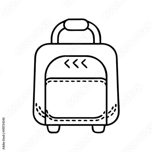 A Simple Line Drawing of a Small Carry On Suitcase or Backpack with a Top Handle