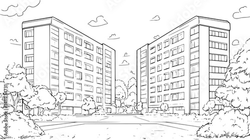 Two Bauhaus style Hospitals designs, Bauhaus style Hospitals vector illustration