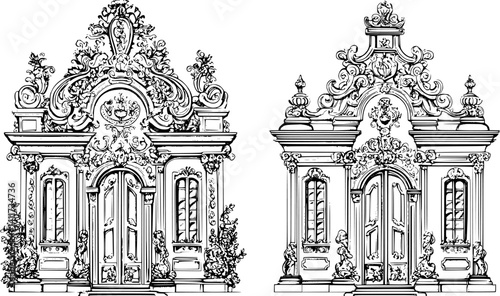 Two Baroque style Opera houses designs, Baroque style Opera houses vector illustration