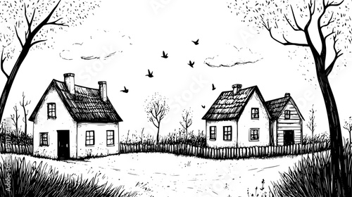 Two Cape Cod style Bungalows designs, Cape Cod style Bungalows vector illustration