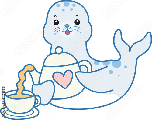 Cute Seal vector icon. Funny baby Seal animal series stock illustration. Life of fluffy Seal designs