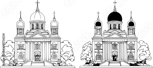 Two Modern style Cultural centers designs, Modern style Cultural centers vector illustration