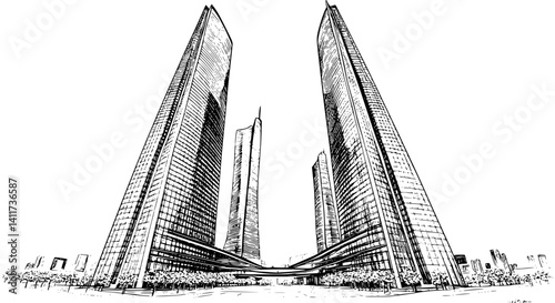Two Modern style Skyscrapers designs, Modern style Skyscrapers vector illustration