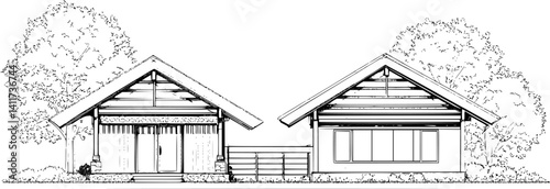 Two Ranch style Pavilions designs, Ranch style Pavilions vector illustration