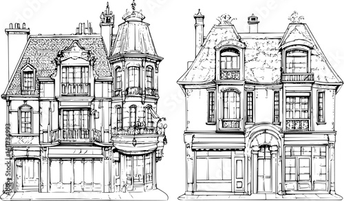 Two Victorian style Cinemas designs, Victorian style Cinemas vector illustration