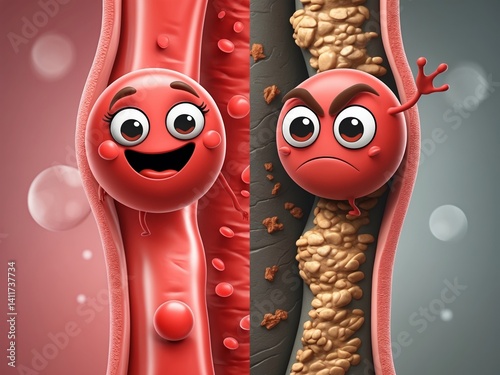 Healthy vs. Unhealthy Arteries A 3D Illustration of Blood Vessel Comparison