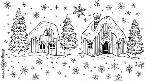 Two Farmhouse style Ice houses designs, Farmhouse style Ice houses illustration art