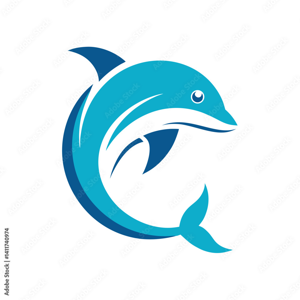 Obraz premium Minimalist Clean Dolphin Arc Shape Logo Icon 