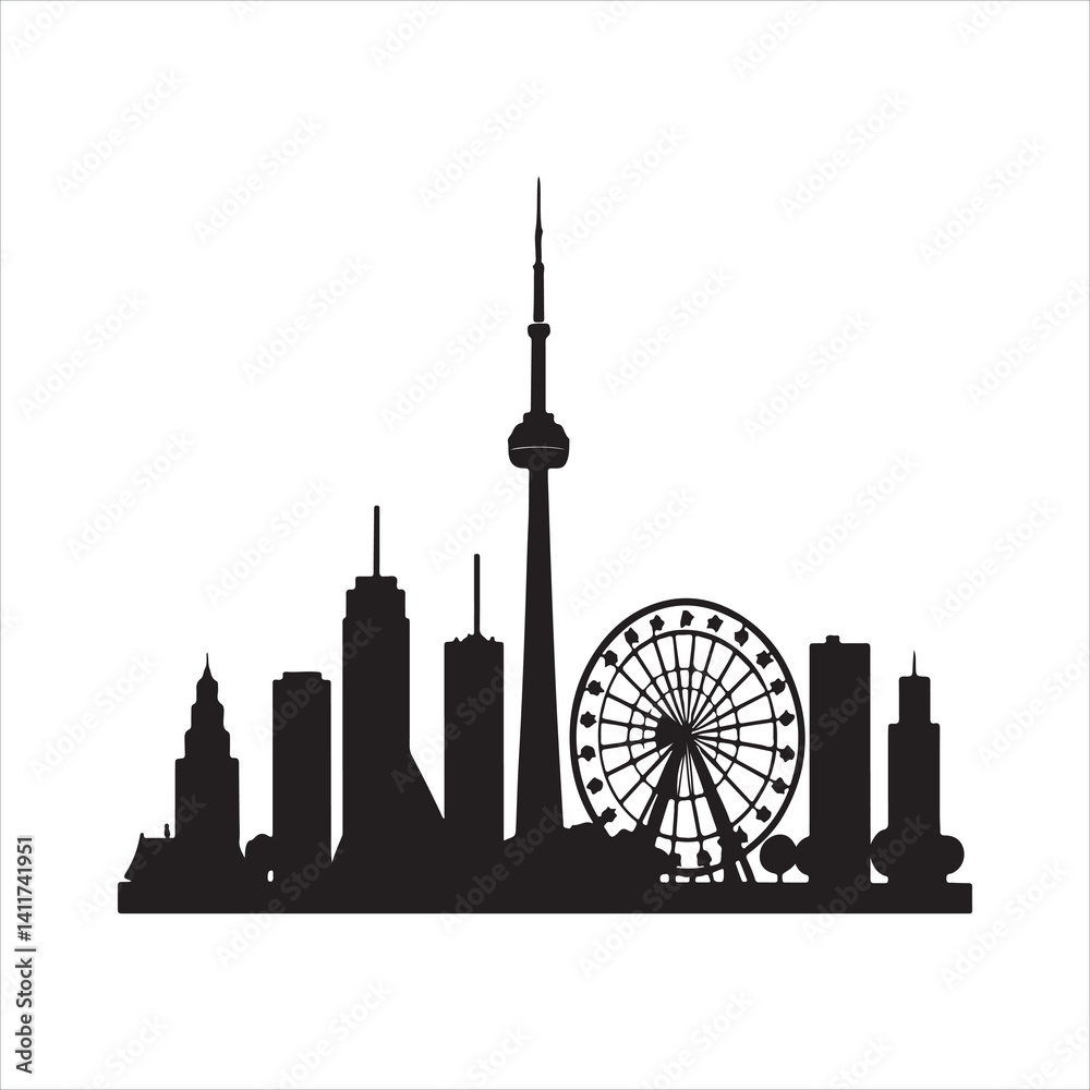 Obraz premium City Skyline Silhouette Clip Art
