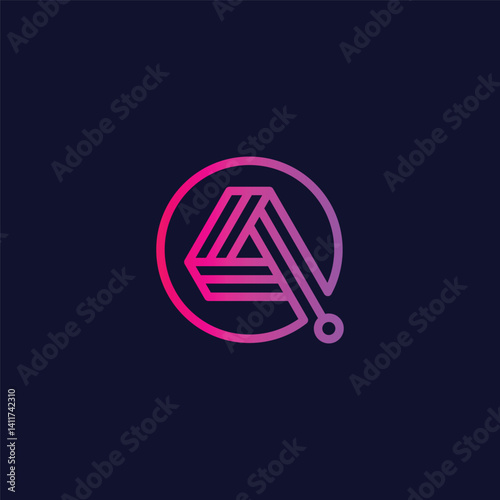 Letter AQ QA tech circle