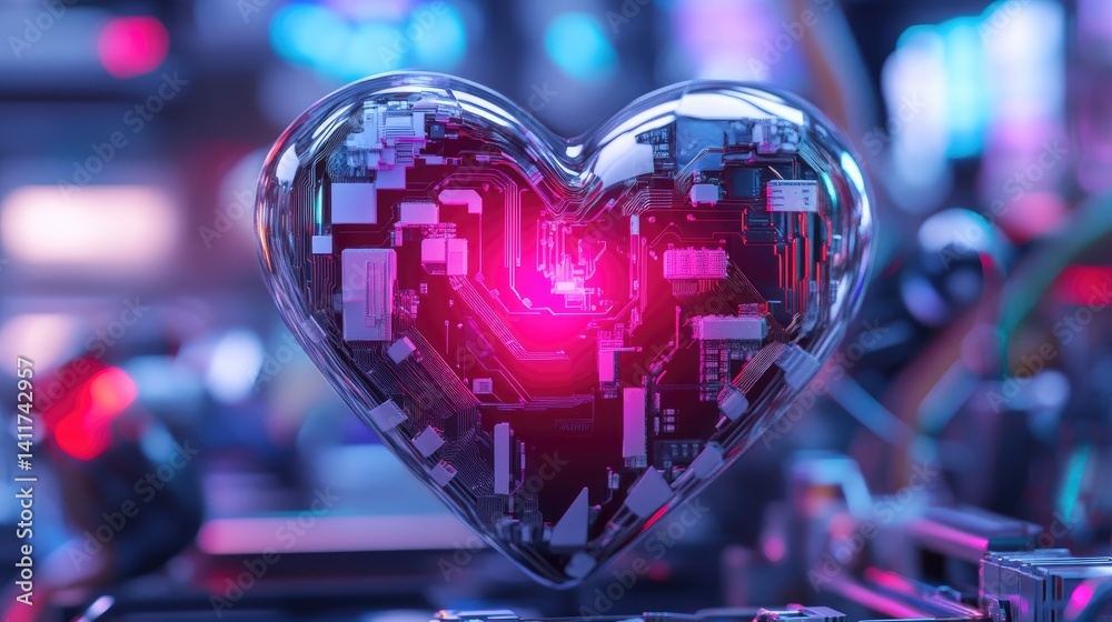 Heart Shaped Circuit Board Technology Representing Love and Innovation