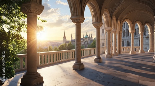 Obraz na płótnie Majestic Archway Viewpoint Overlooking Cityscape at Sunset Time w salonie