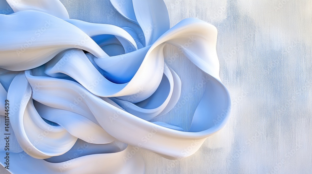 Soft Blue Textile Ripples in Abstract Composition for Artful Design