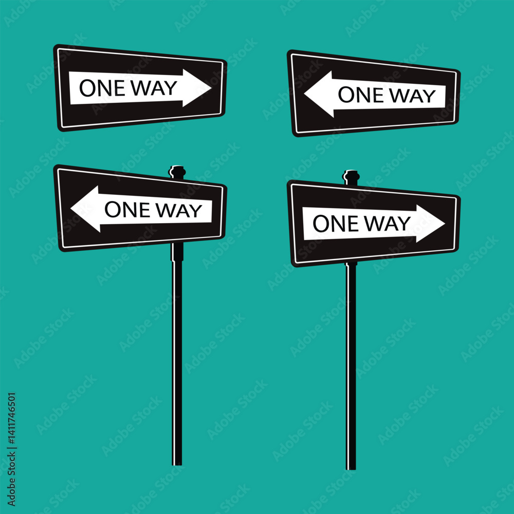  one way sign one set vector design