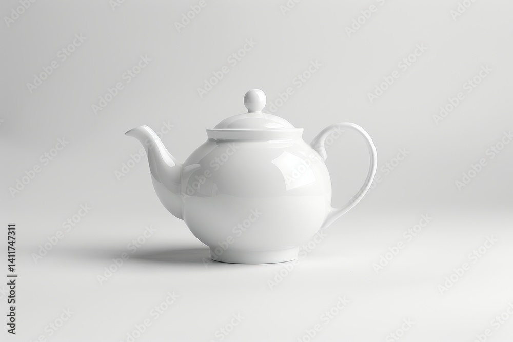 Elegant white teapot resting on a minimalist surface perfect for a serene tea time atmosphere and stylish drinkware aesthetic isolated on transparent background Elegant white teapot resting on a minimalist surface perfect for a serene tea time atmosphere and stylish drinkware aesthetic isolated on transparent background