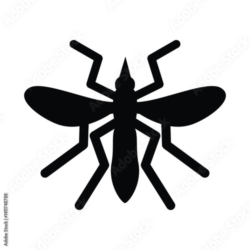 black mosquito insect isolated on white, vector illustration