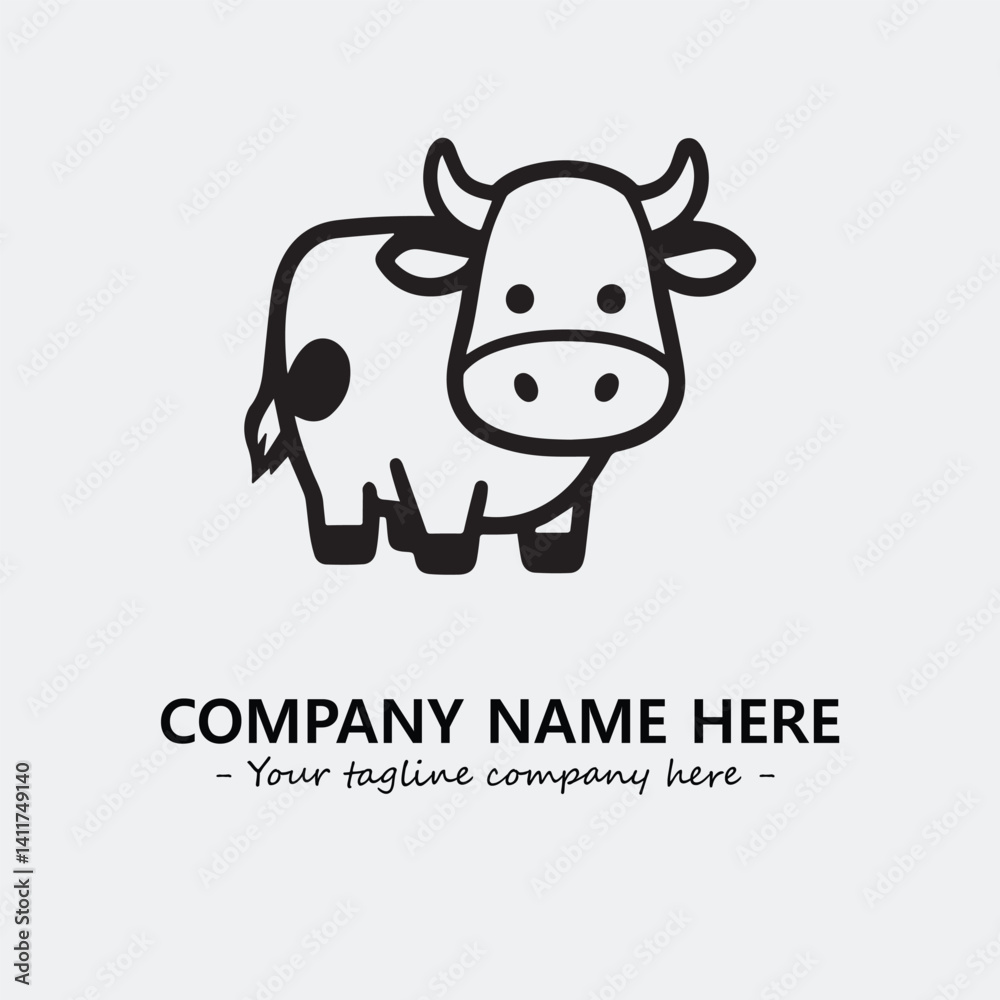 Obraz premium Cow illustration black and white for logo company vector image 