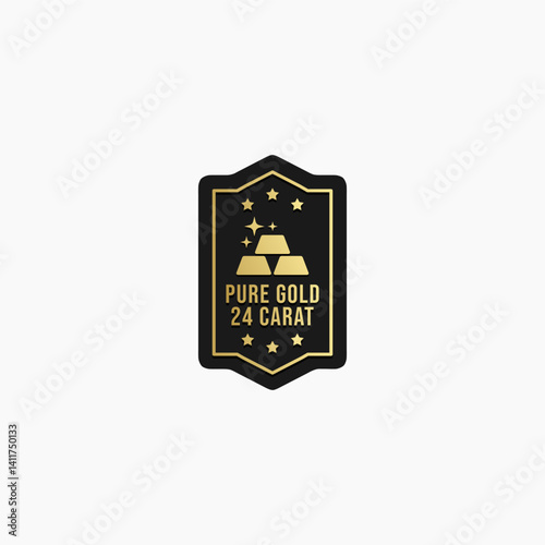 pure gold product label vector isolated eps. Best 24 karat gold label for product packaging design element.