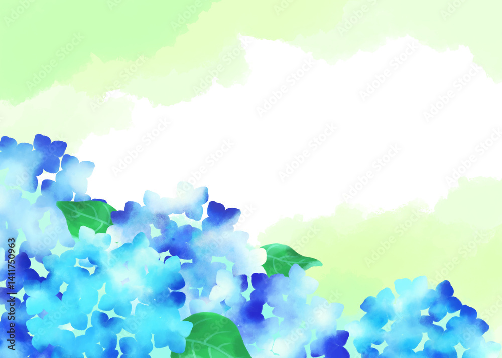 青い紫陽花の背景イラスト 青い紫陽花の背景イラスト