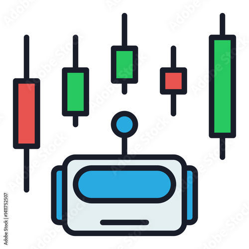 Trading Robot or Bot vector colored icon or symbol