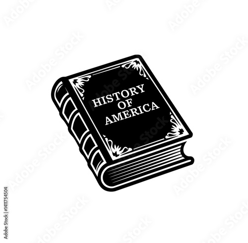 History of america book icon vector in black color with white background. USA history book.