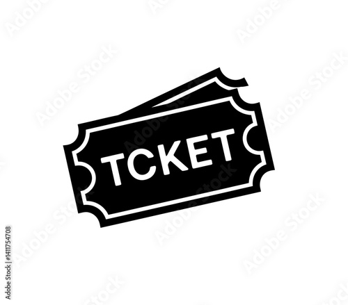 Ticket icon vector in black color with white background. Cinema ticket.