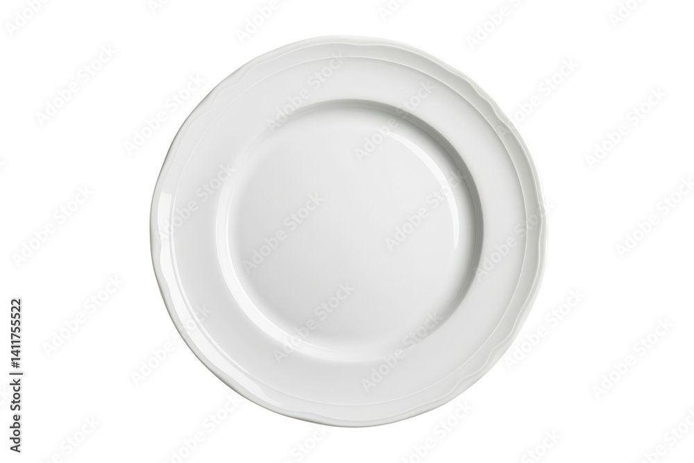 A simple, elegant white plate resting on a soft surface, inviting culinary creativity and minimalist design isolated on transparent background A simple, elegant white plate resting on a soft surface, inviting culinary creativity and minimalist design isolated on transparent background