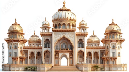 Majestic wood taj mahal with domes towers arches high resolution image