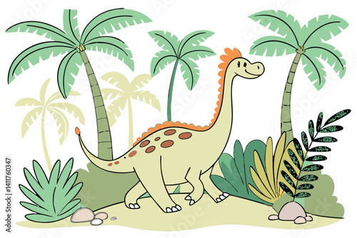 Cute Dinosaur in Tropical Forest