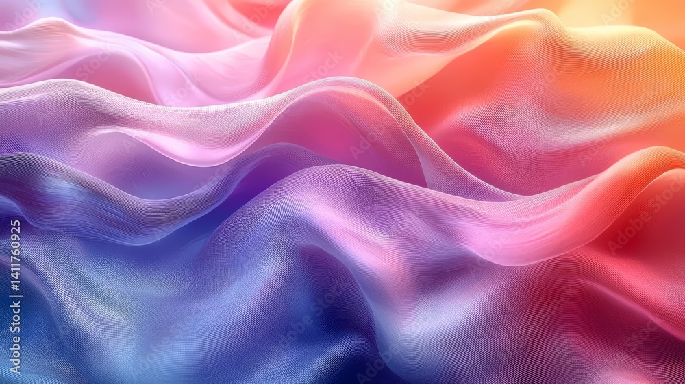 Fototapeta premium Abstract flowing fabric in vibrant pink and blue hues, creating a sense of movement and elegance, perfect for backgrounds or creative projects.