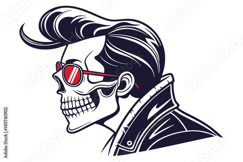 Rockabilly Skull Vector Illustration Design