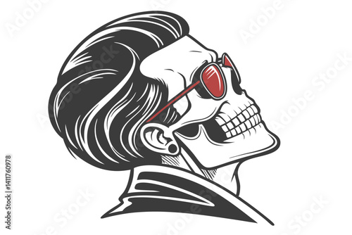 Skull with Hairstyle and Glasses