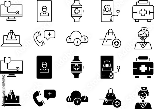 Telemedicine Vector Icon Set